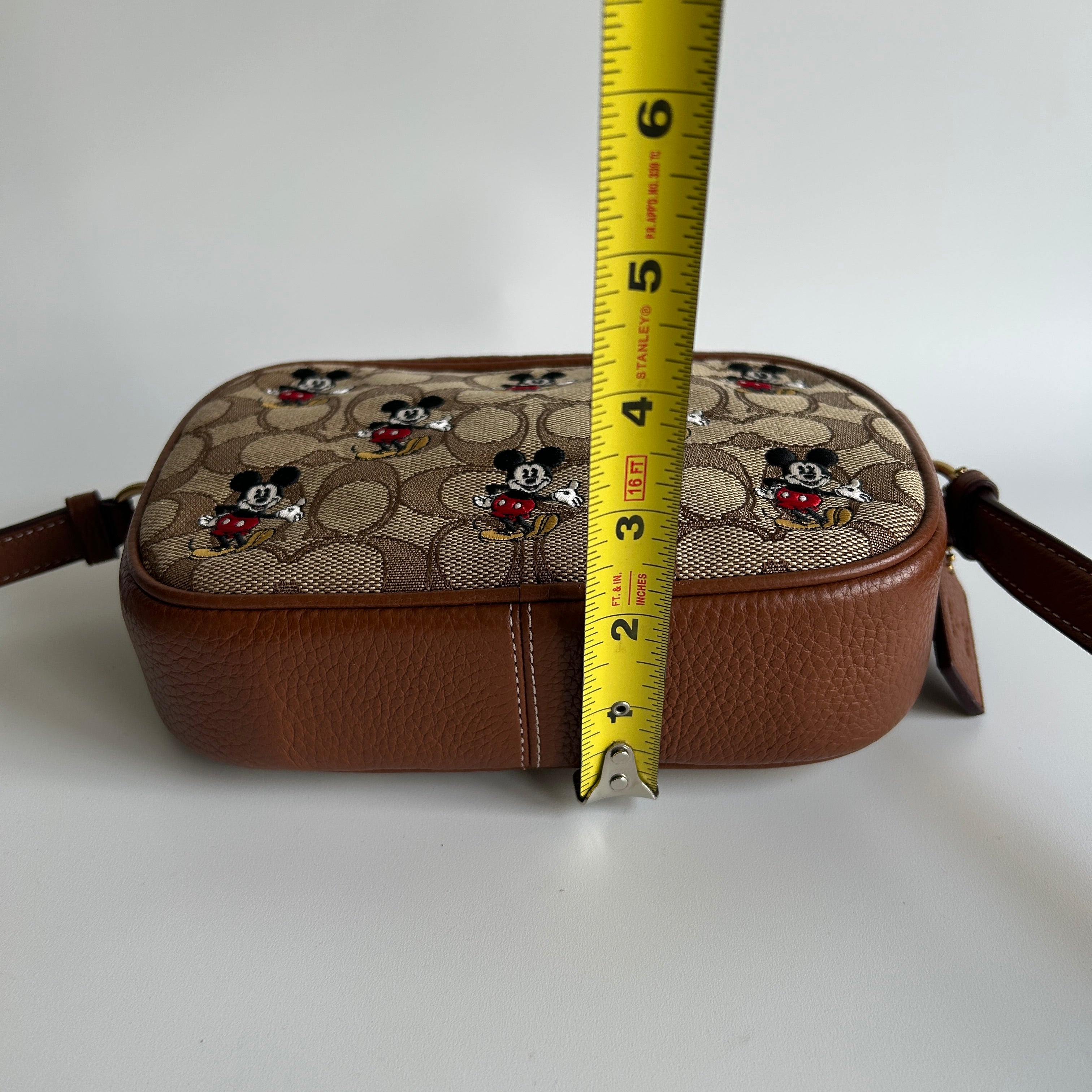 Coach Disney Mickey Mouse Brown Signature Canvas Leather Camera Bag CN034