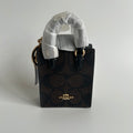 Coach Mini North South Tote Brown Signature Canvas Bag Charm NWT