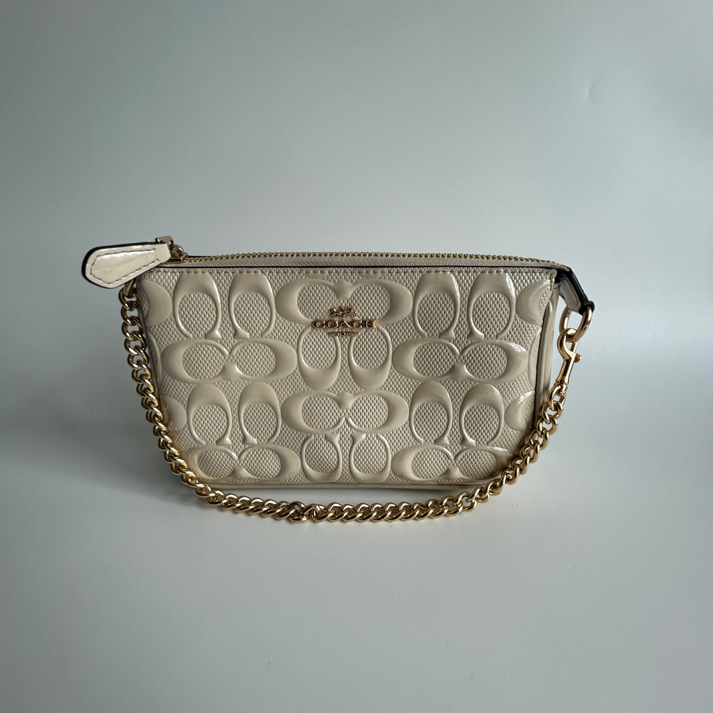 Coach Nolita 19 Chalk White Patent Leather Shoulder Bag Excellent