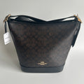 Coach Jude Bag Walnut Black Signature Canvas Leather Shoulder Bag New