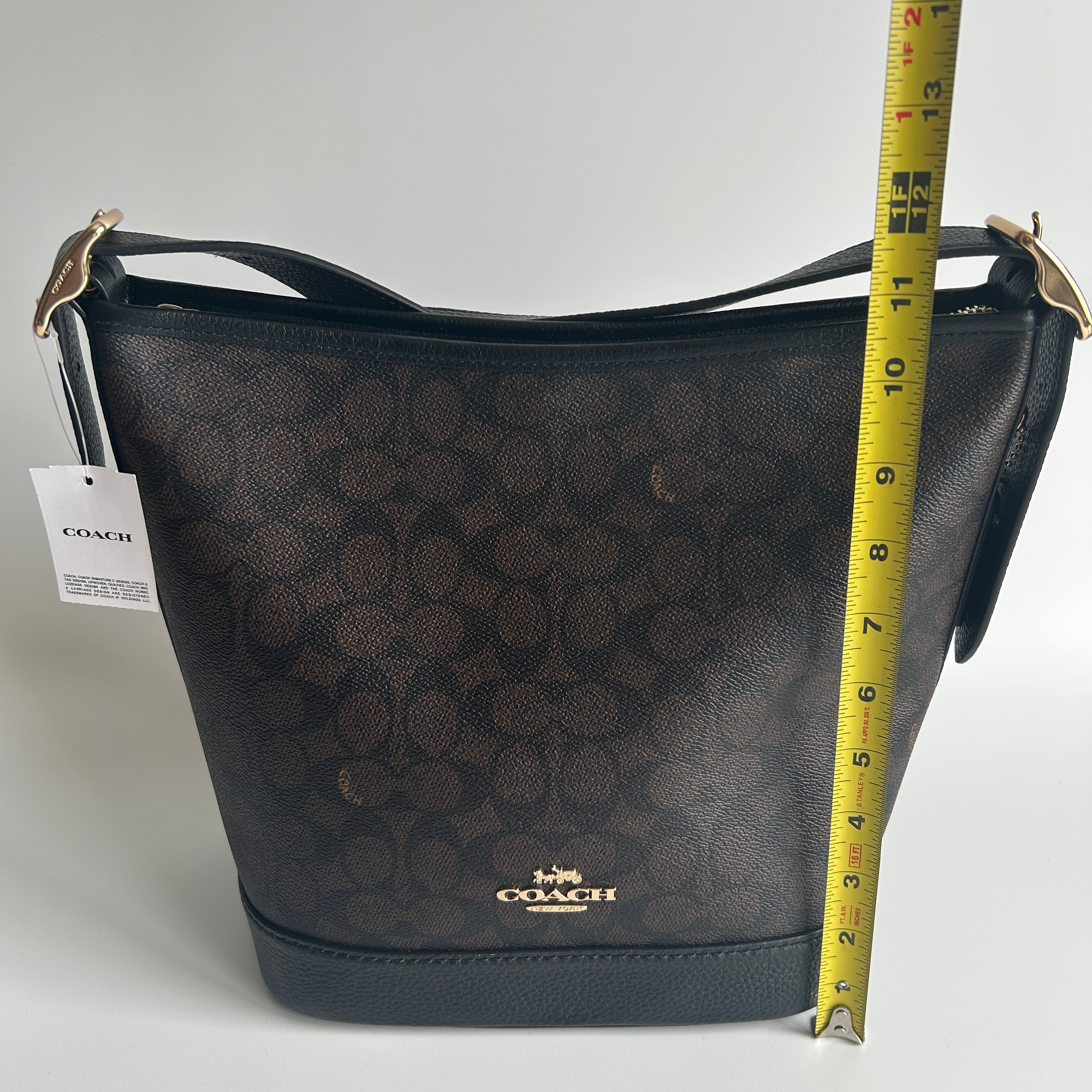 Coach Jude Bag Walnut Black Signature Canvas Leather Shoulder Bag New