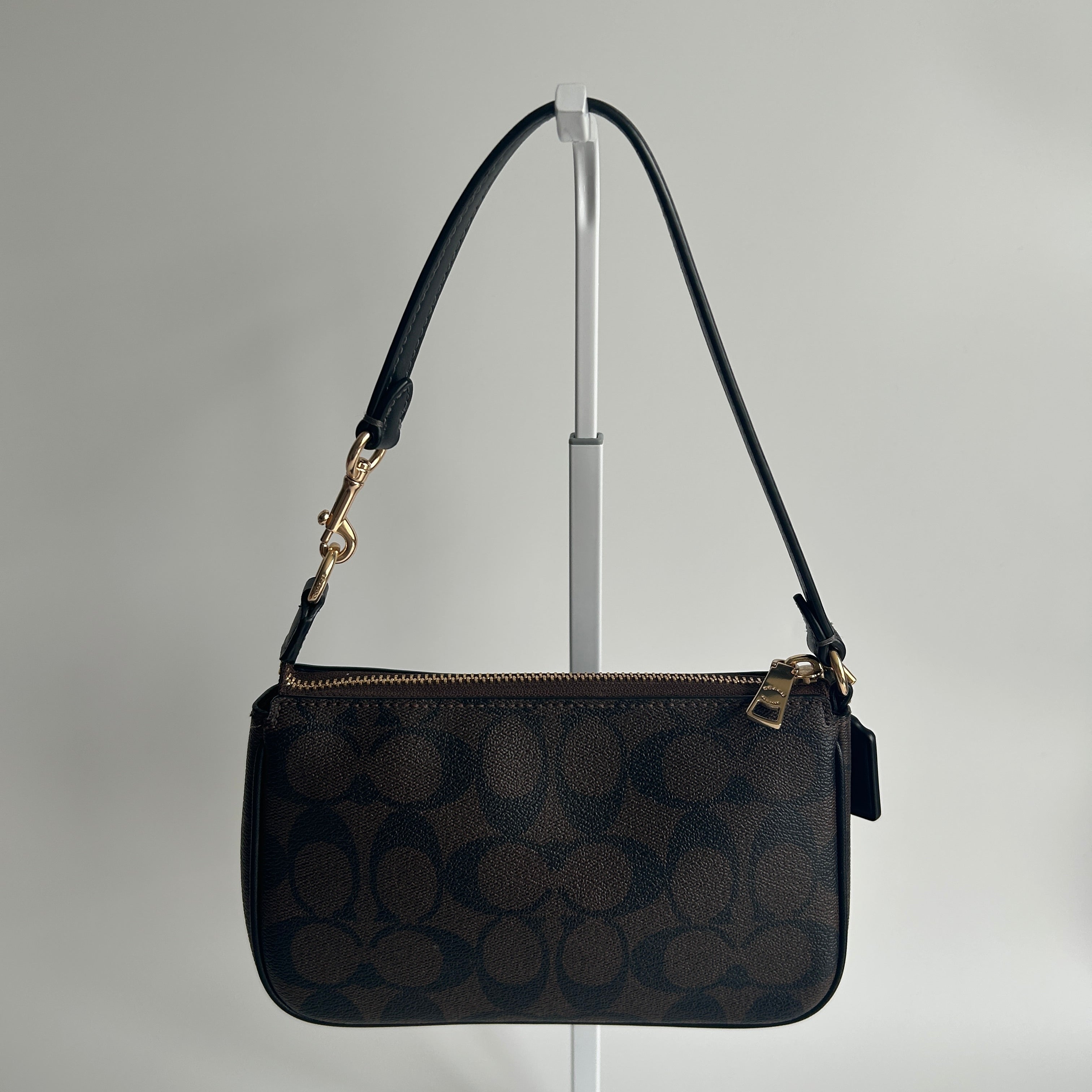 Coach Nolita 19 Brown Signature Canvas Leather Shoulder Bag Excellent