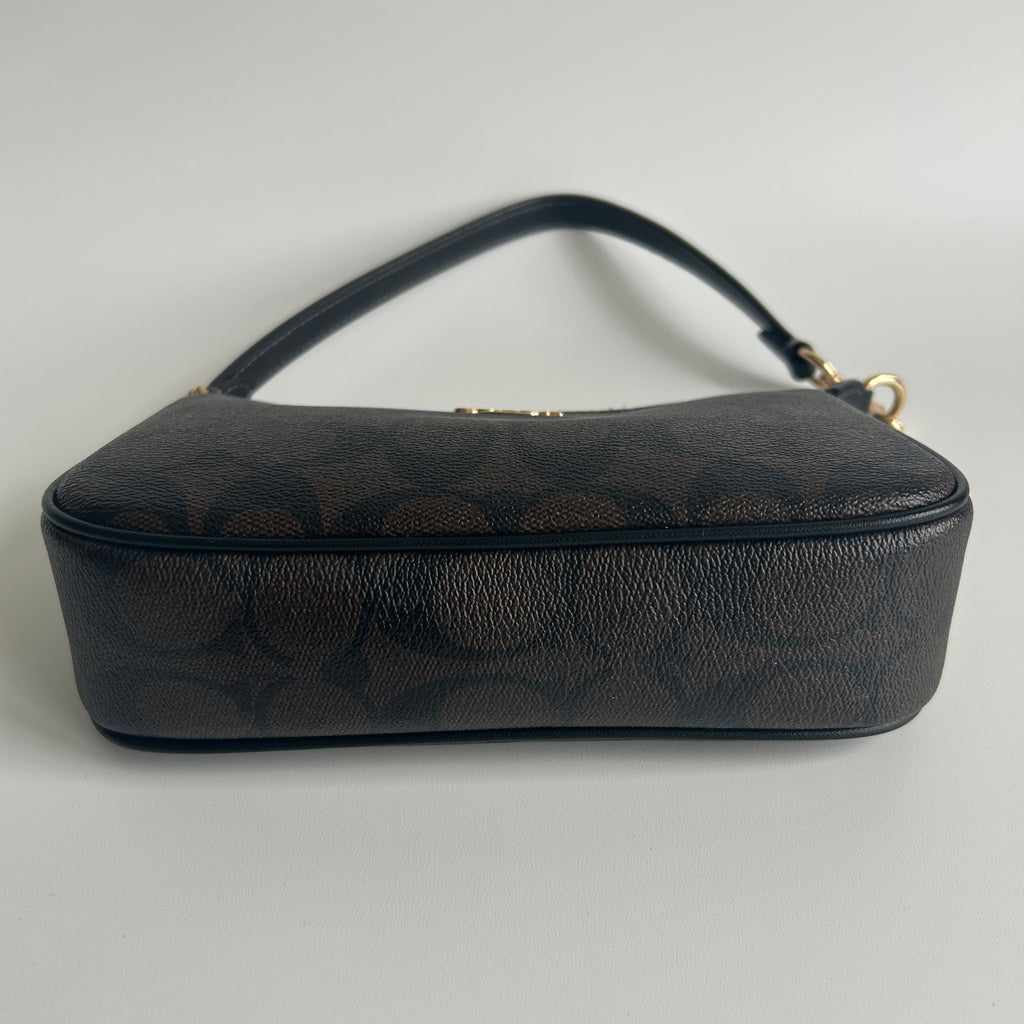 Coach Nolita 19 Brown Signature Canvas Leather Shoulder Bag Excellent