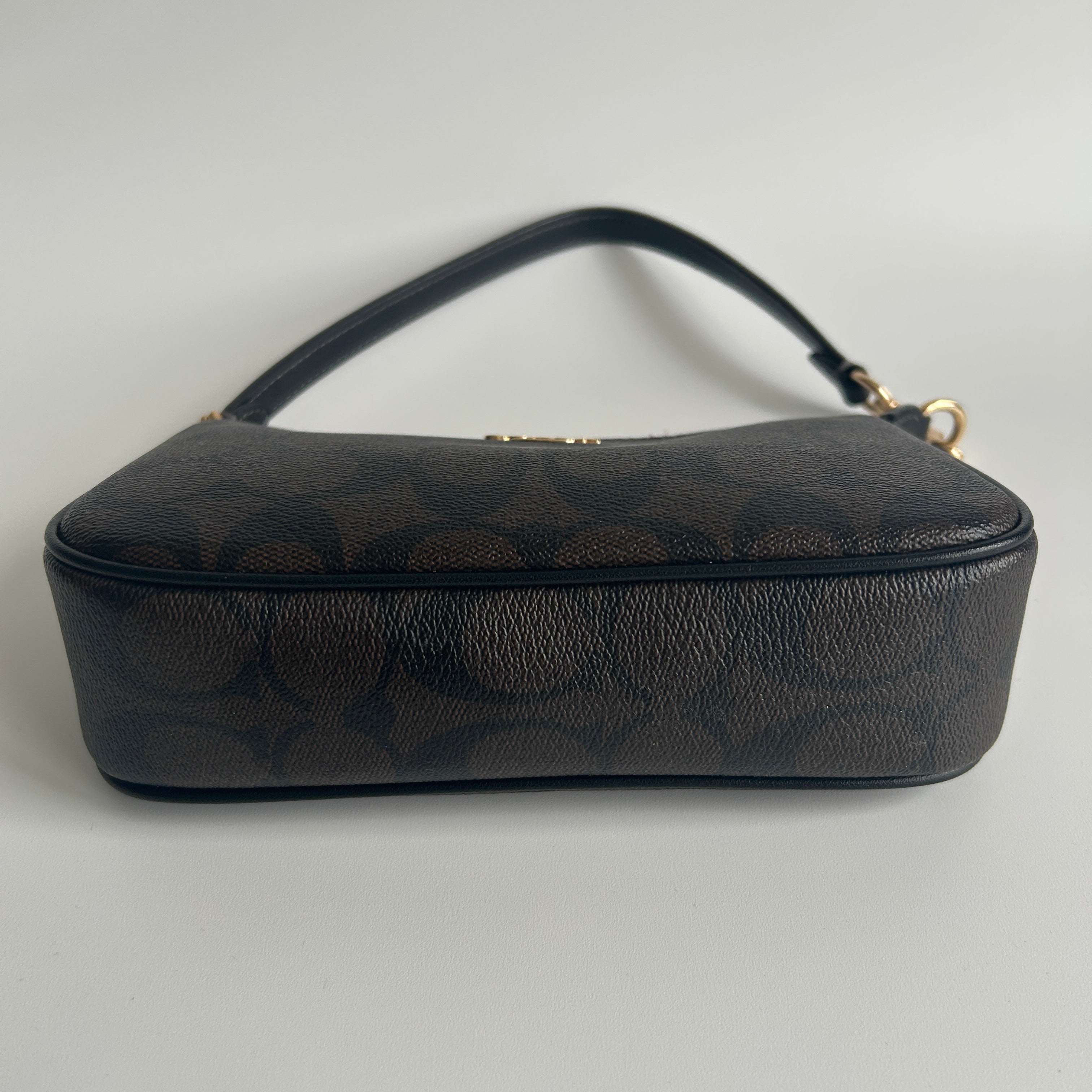 Coach Nolita 19 Brown Signature Canvas Leather Shoulder Bag Excellent