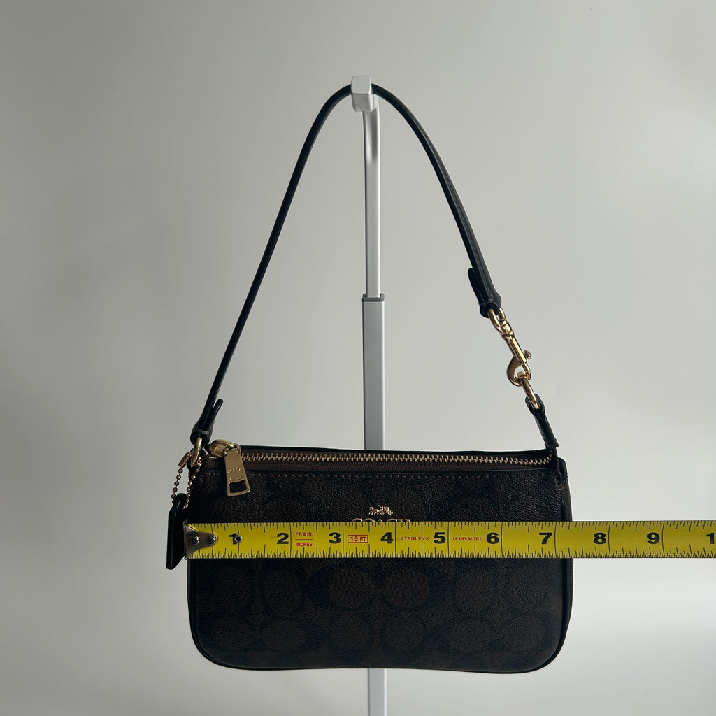 Coach Nolita 19 Brown Signature Canvas Leather Shoulder Bag Excellent