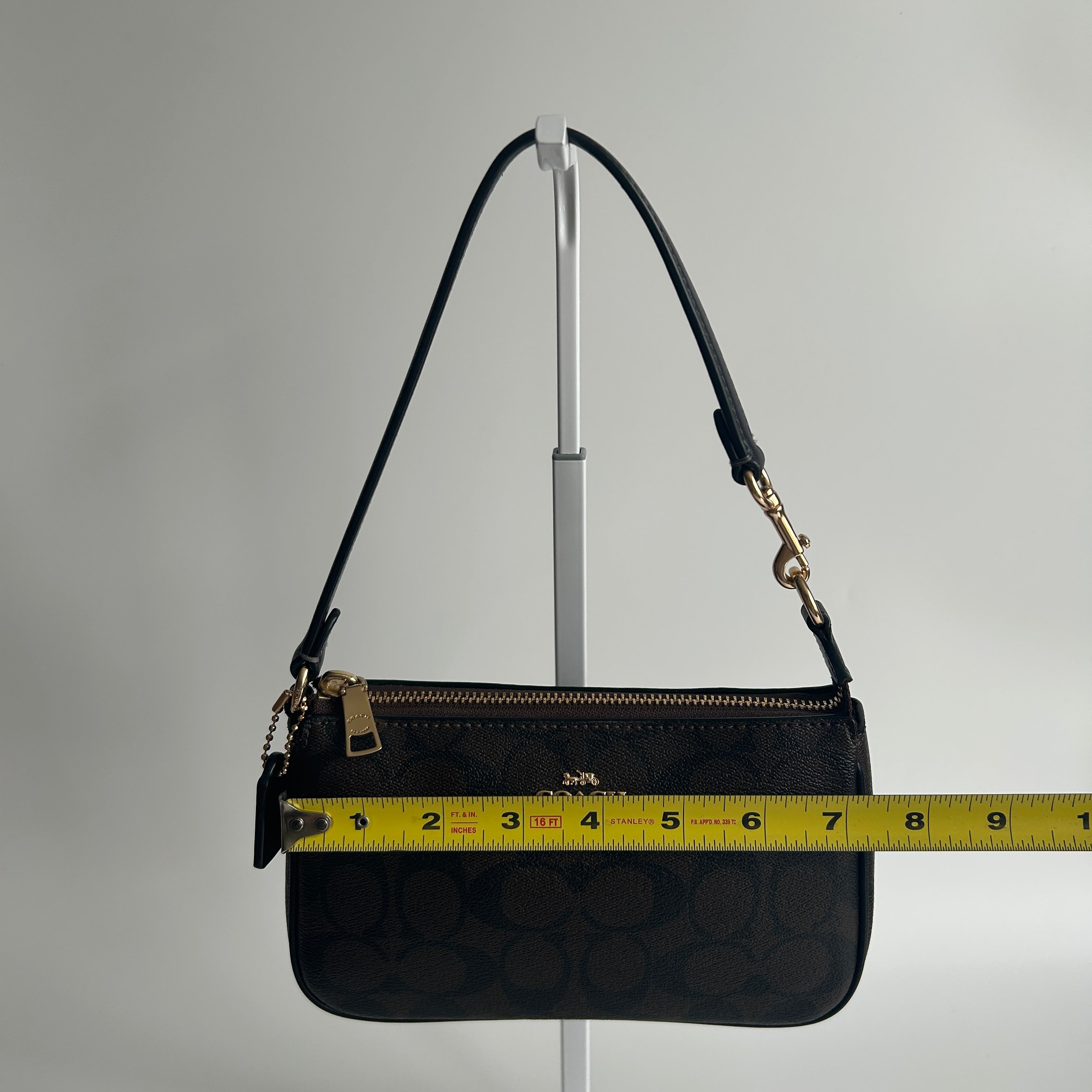 Coach Nolita 19 Brown Signature Canvas Leather Shoulder Bag Excellent