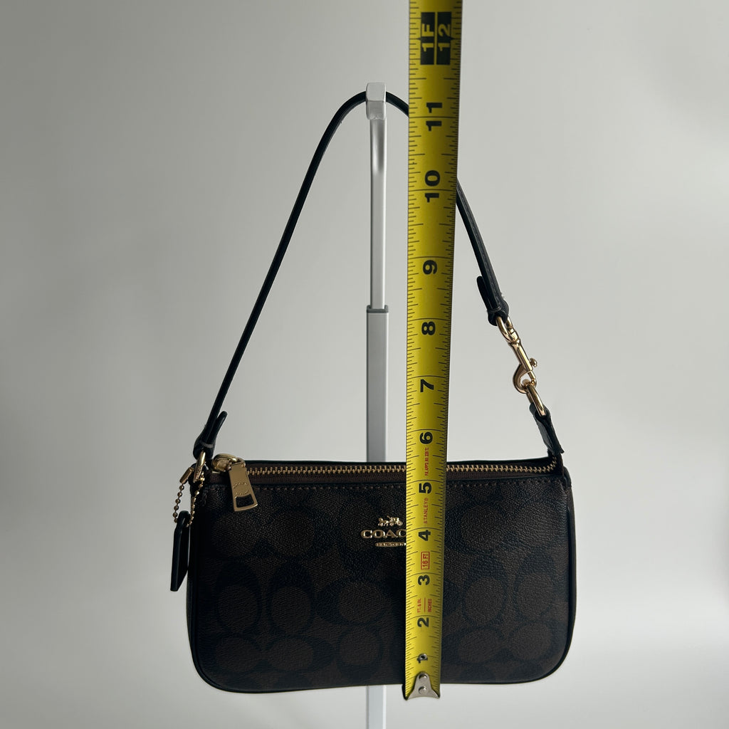 Coach Nolita 19 Brown Signature Canvas Leather Shoulder Bag Excellent