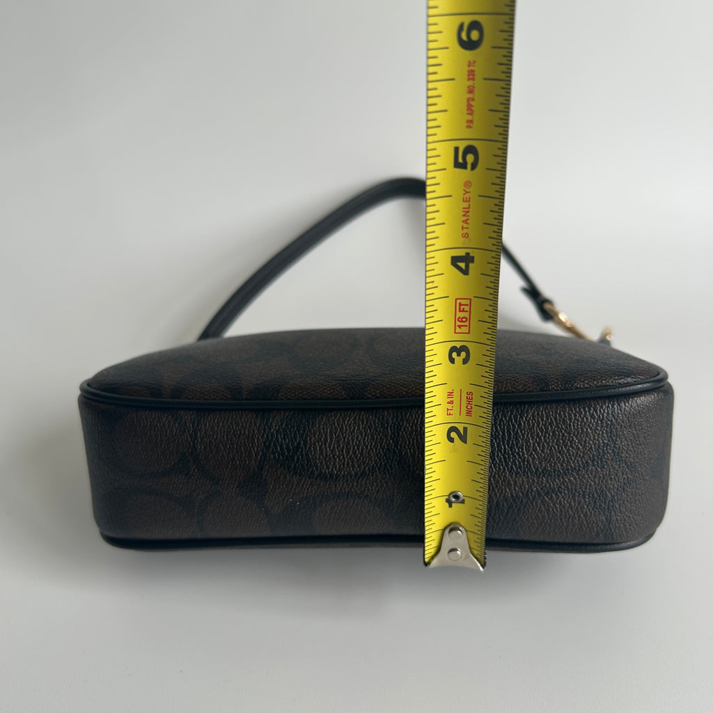 Coach Nolita 19 Brown Signature Canvas Leather Shoulder Bag Excellent