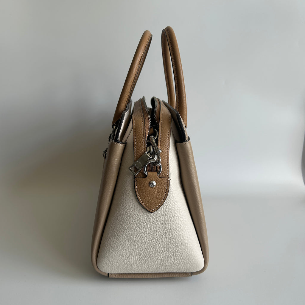 Coach Darcie Carryall Sandy Beige Multi Pebbled Leather Satchel NEW