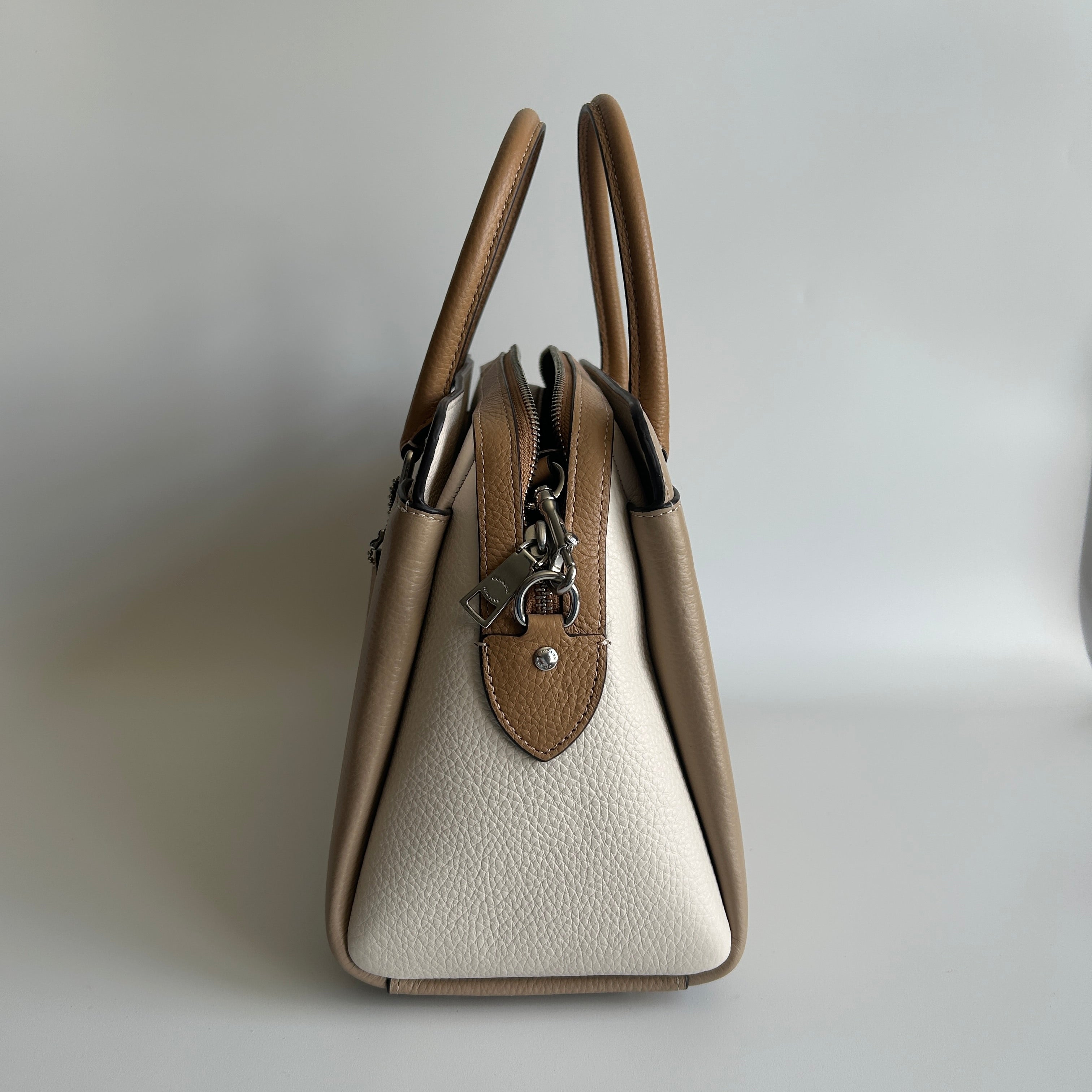 Coach Darcie Carryall Sandy Beige Multi Pebbled Leather Satchel NEW