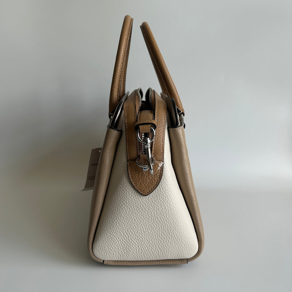 Coach Darcie Carryall Sandy Beige Multi Pebbled Leather Satchel NEW