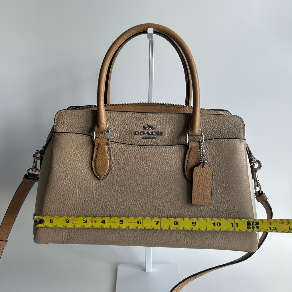 Coach Darcie Carryall Sandy Beige Multi Pebbled Leather Satchel NEW