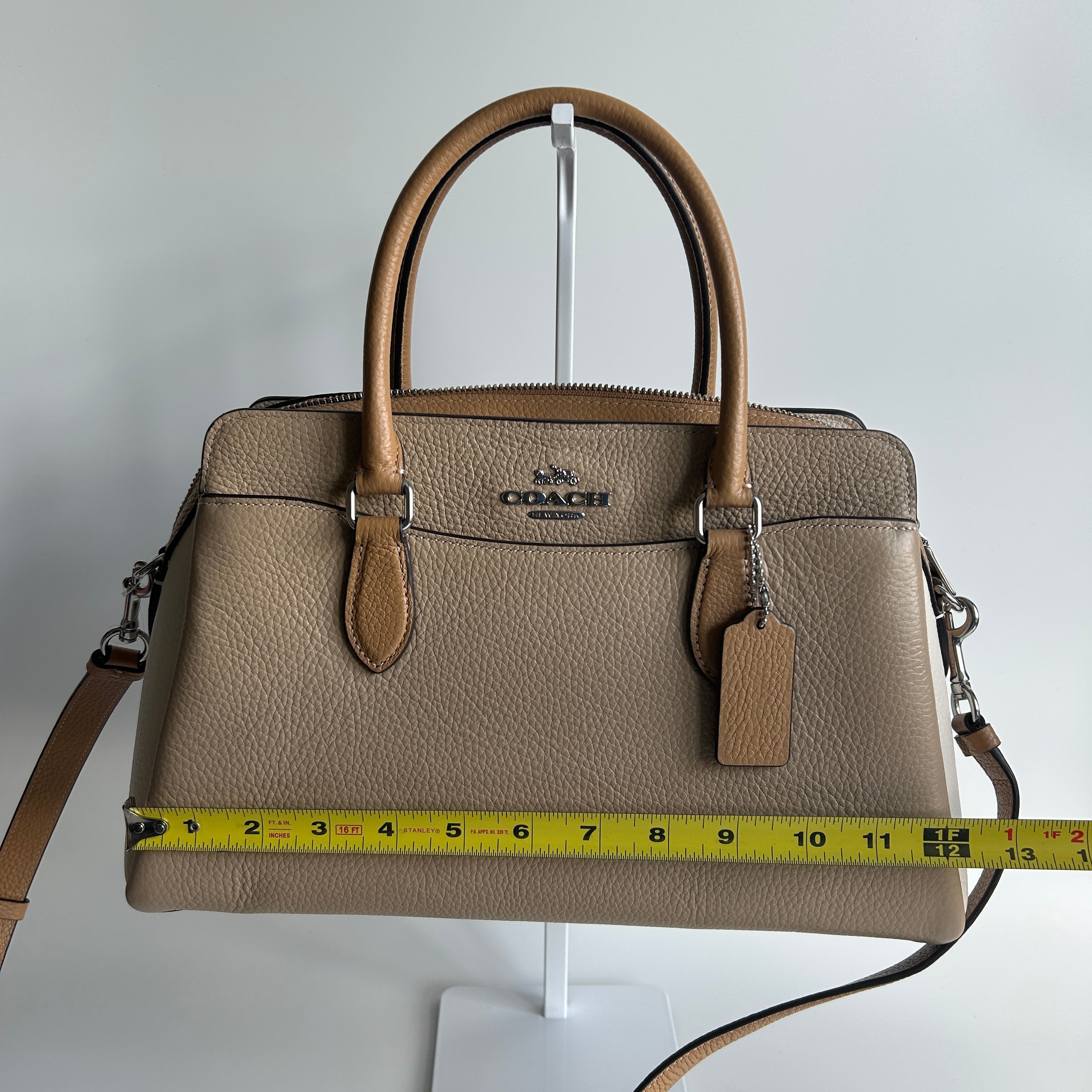 Coach Darcie Carryall Sandy Beige Multi Pebbled Leather Satchel NEW