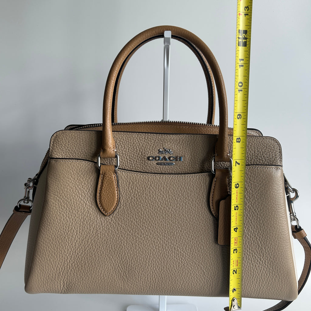 Coach Darcie Carryall Sandy Beige Multi Pebbled Leather Satchel NEW