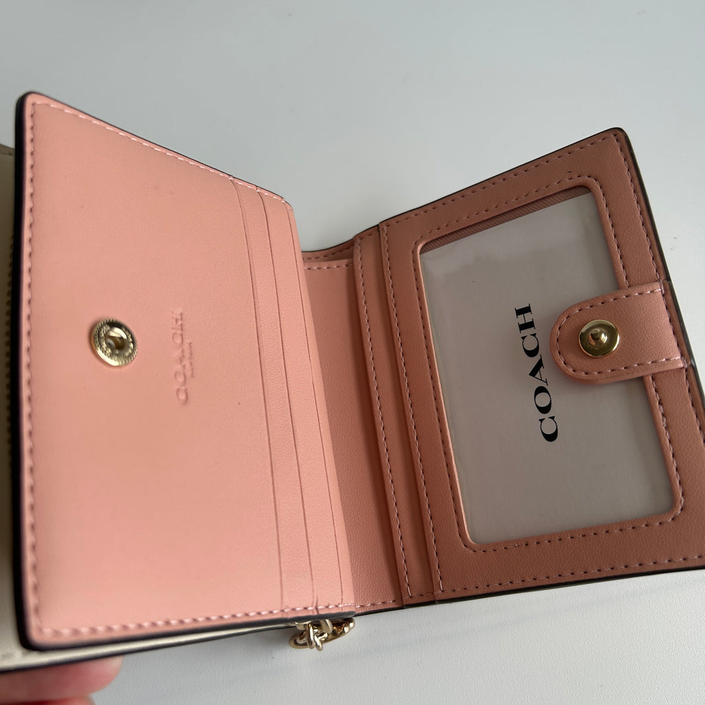 Coach Snap Wallet Chalk Floral Signature Canvas C8703 Excellent