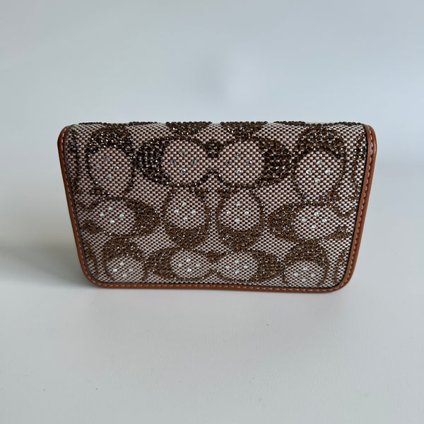 Coach Essential Slim Card Case Crystal Signature Canvas C7182 Excellent