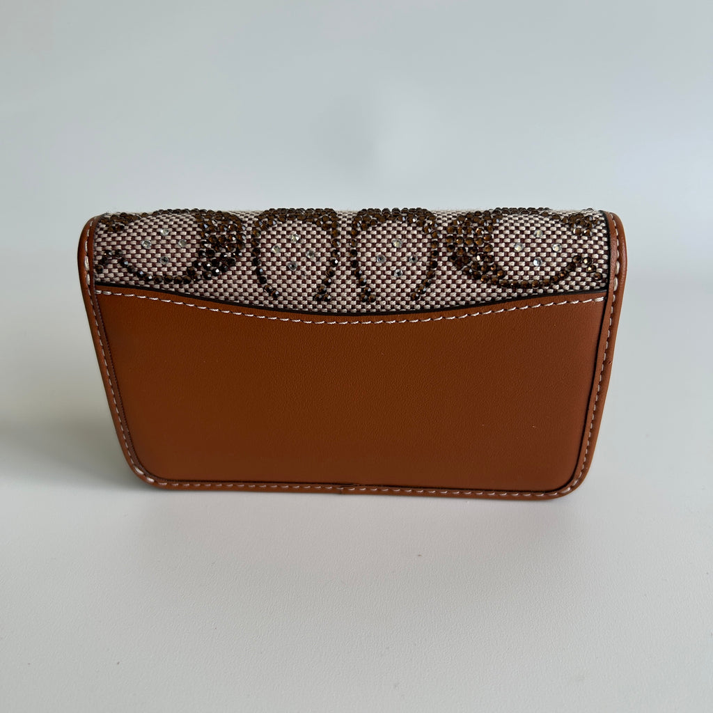 Coach Essential Slim Card Case Crystal Signature Canvas C7182 Excellent