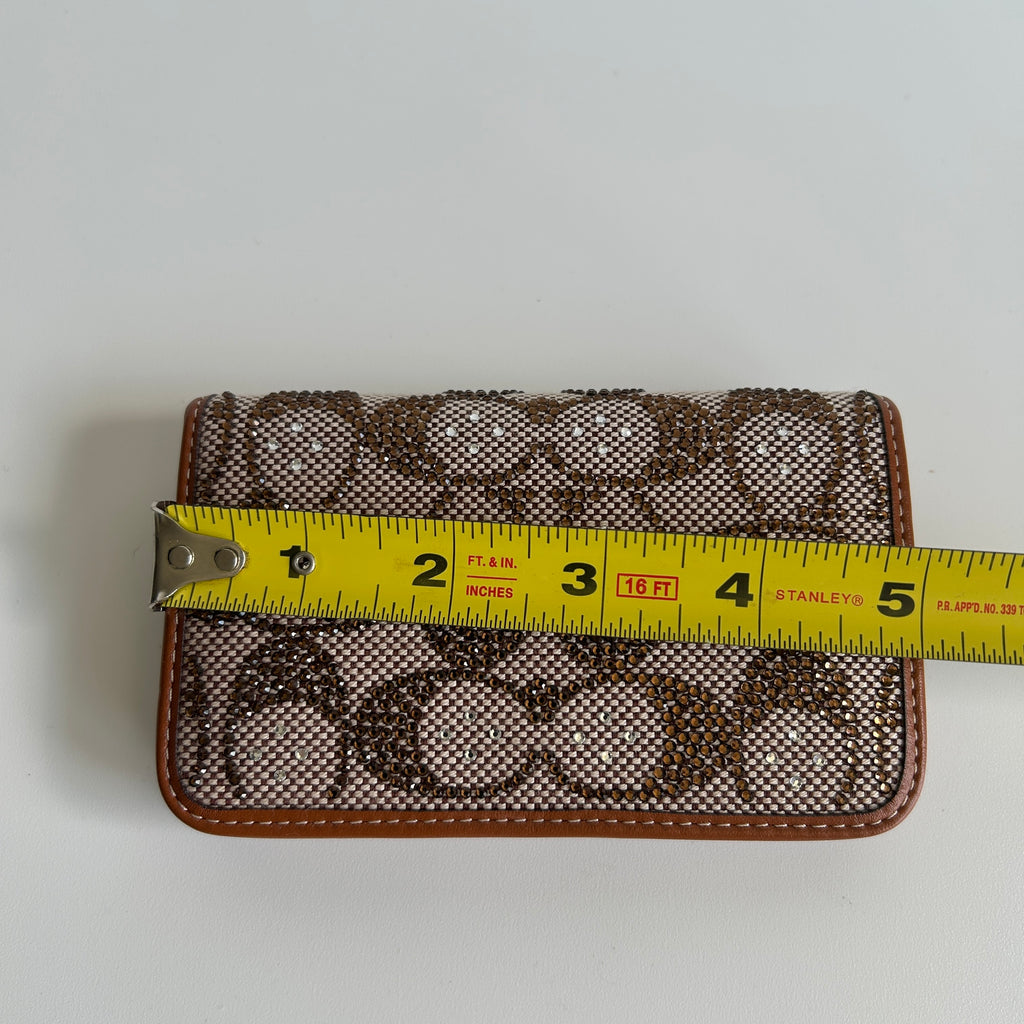 Coach Essential Slim Card Case Crystal Signature Canvas C7182 Excellent