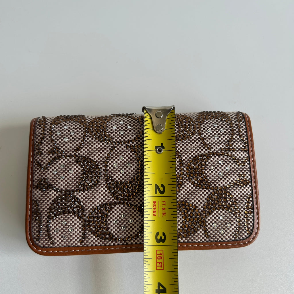 Coach Essential Slim Card Case Crystal Signature Canvas C7182 Excellent