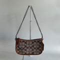 Coach Swinger 20 Brown Signature Crystal Jacquard Leather Shoulder Bag Excellent