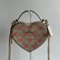 Coach Heart Bag Chalk White Signature Canvas Pink Hearts Crossbody Good