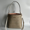 Coach Mollie CA561 Khaki Chalk Canvas Leather Bucket Bag Excellent