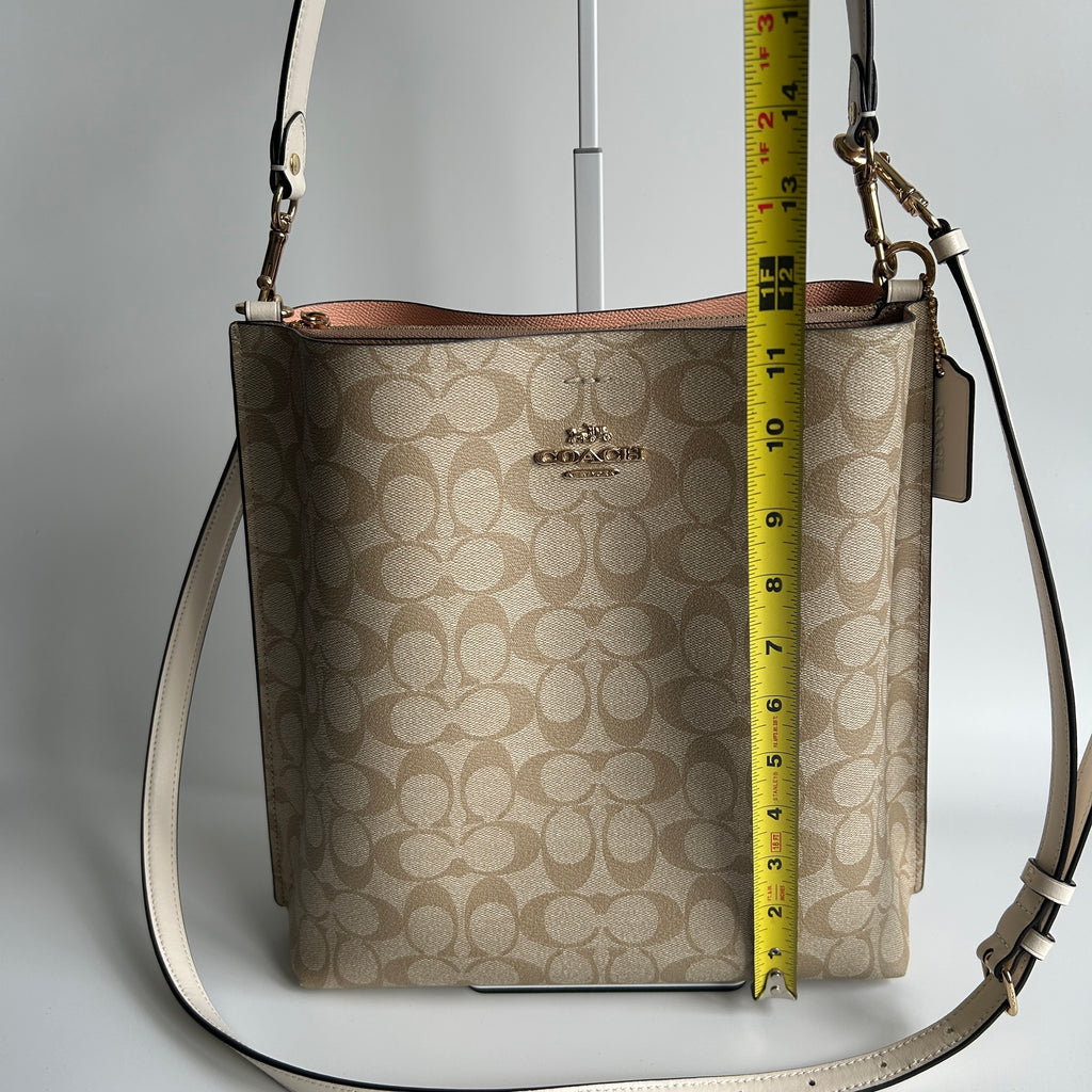 Coach Mollie CA561 Khaki Chalk Canvas Leather Bucket Bag Excellent