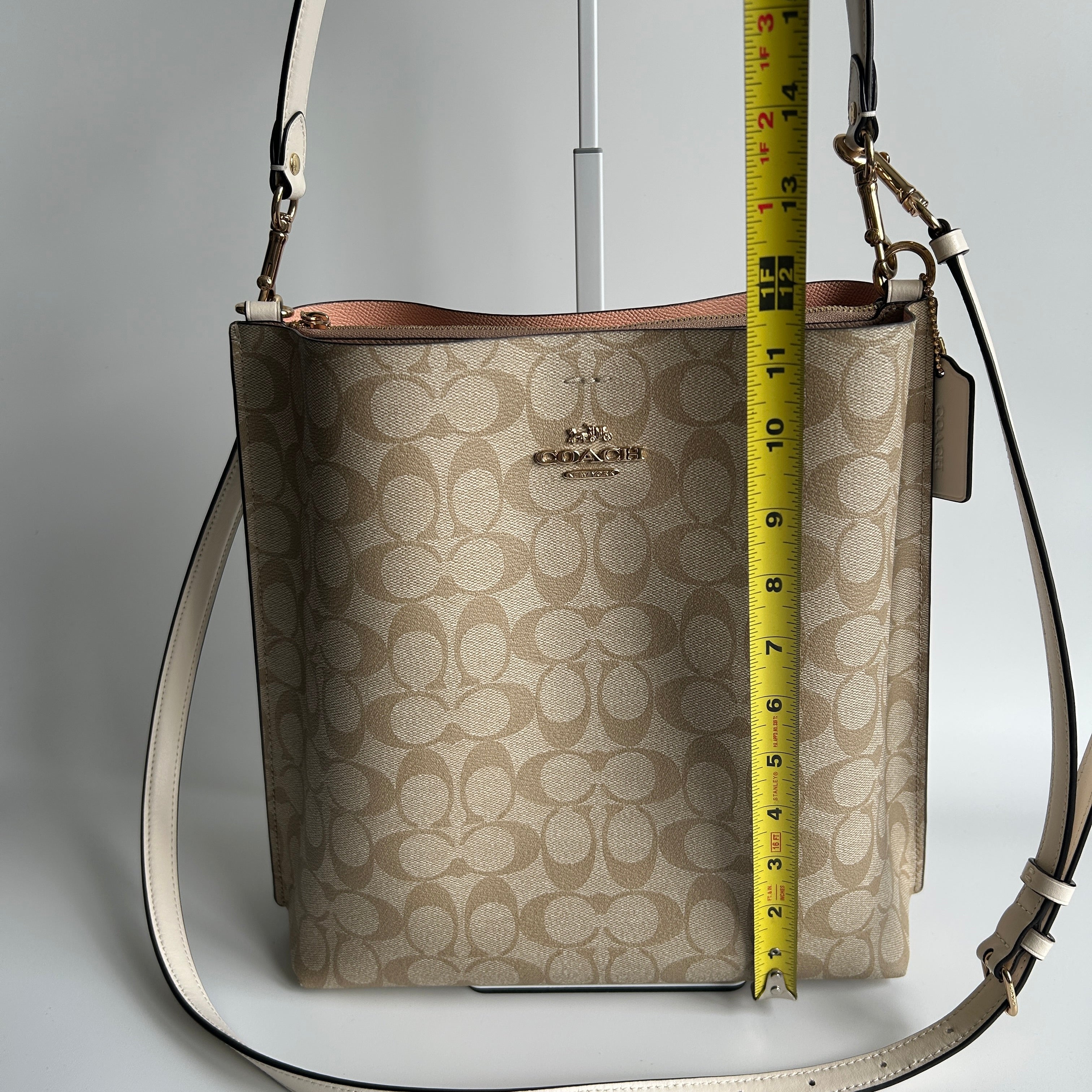 Coach Mollie CA561 Khaki Chalk Canvas Leather Bucket Bag Excellent