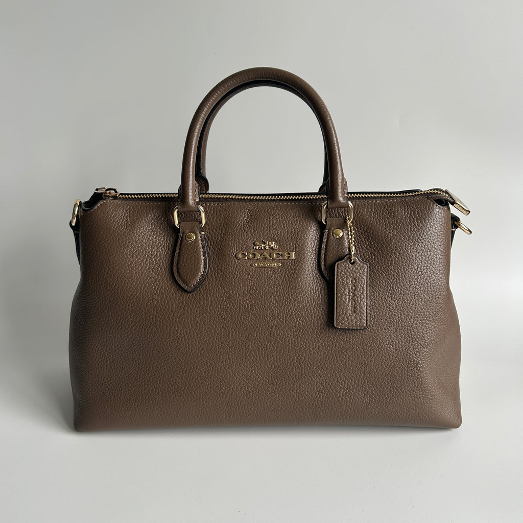 Coach Georgia Satchel Brown Pebble Leather Shoulder Bag CR156 Good
