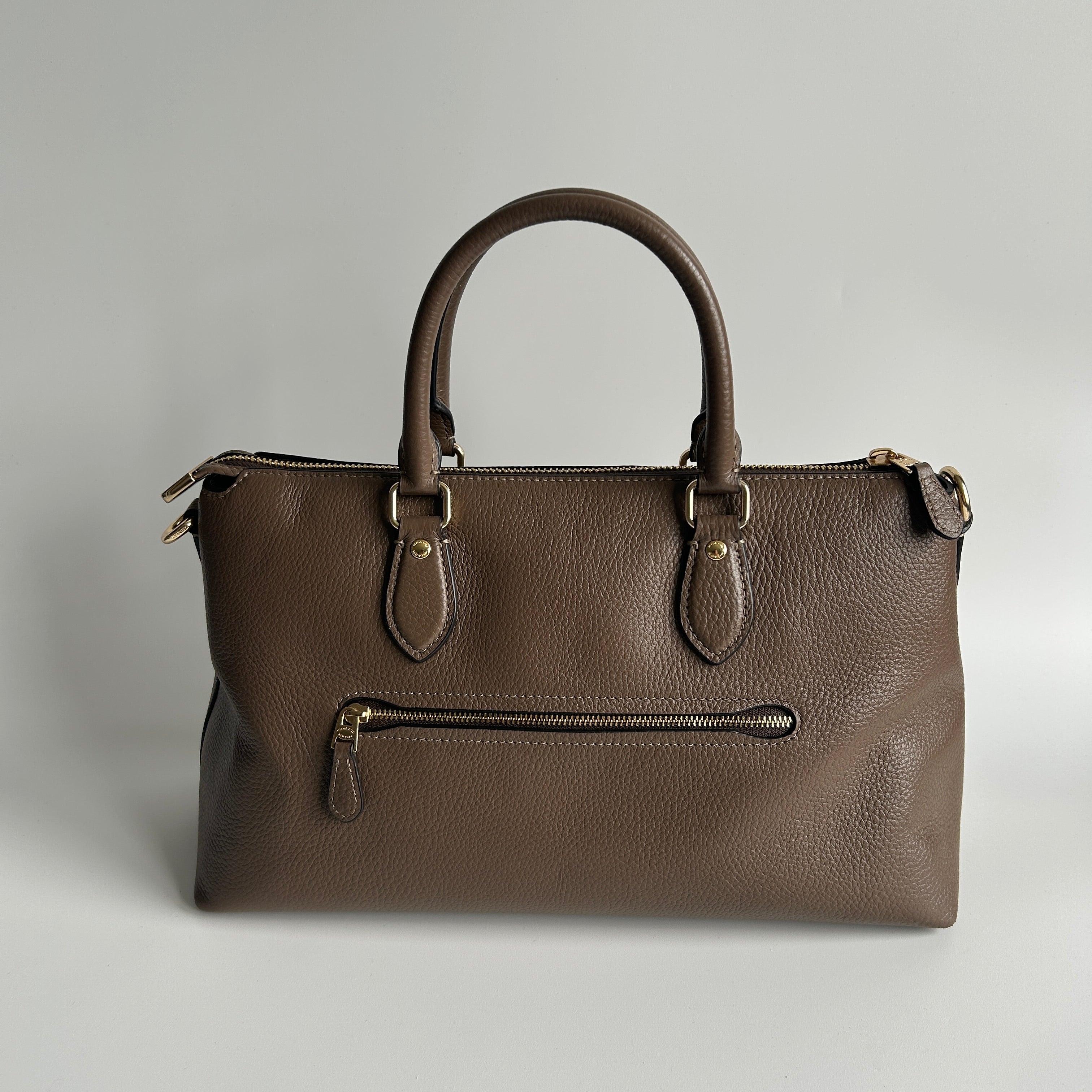 Coach Georgia Satchel Brown Pebble Leather Shoulder Bag CR156 Good