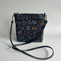 Coach Kitt Messenger Wildflower Navy Pebbled Leather Crossbody Bag Excellent