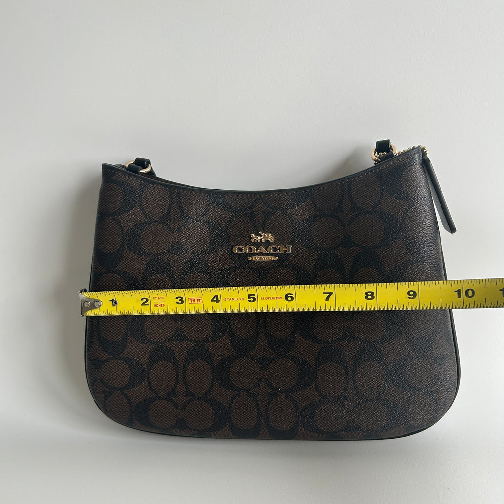 Coach Penelope Brown Signature Canvas Leather Shoulder Bag CO953 Excellent