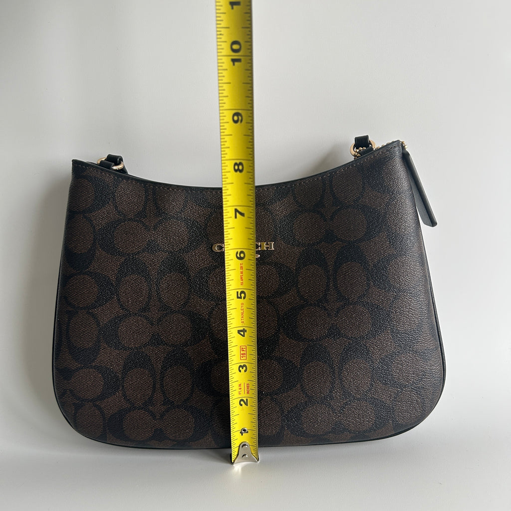 Coach Penelope Brown Signature Canvas Leather Shoulder Bag CO953 Excellent
