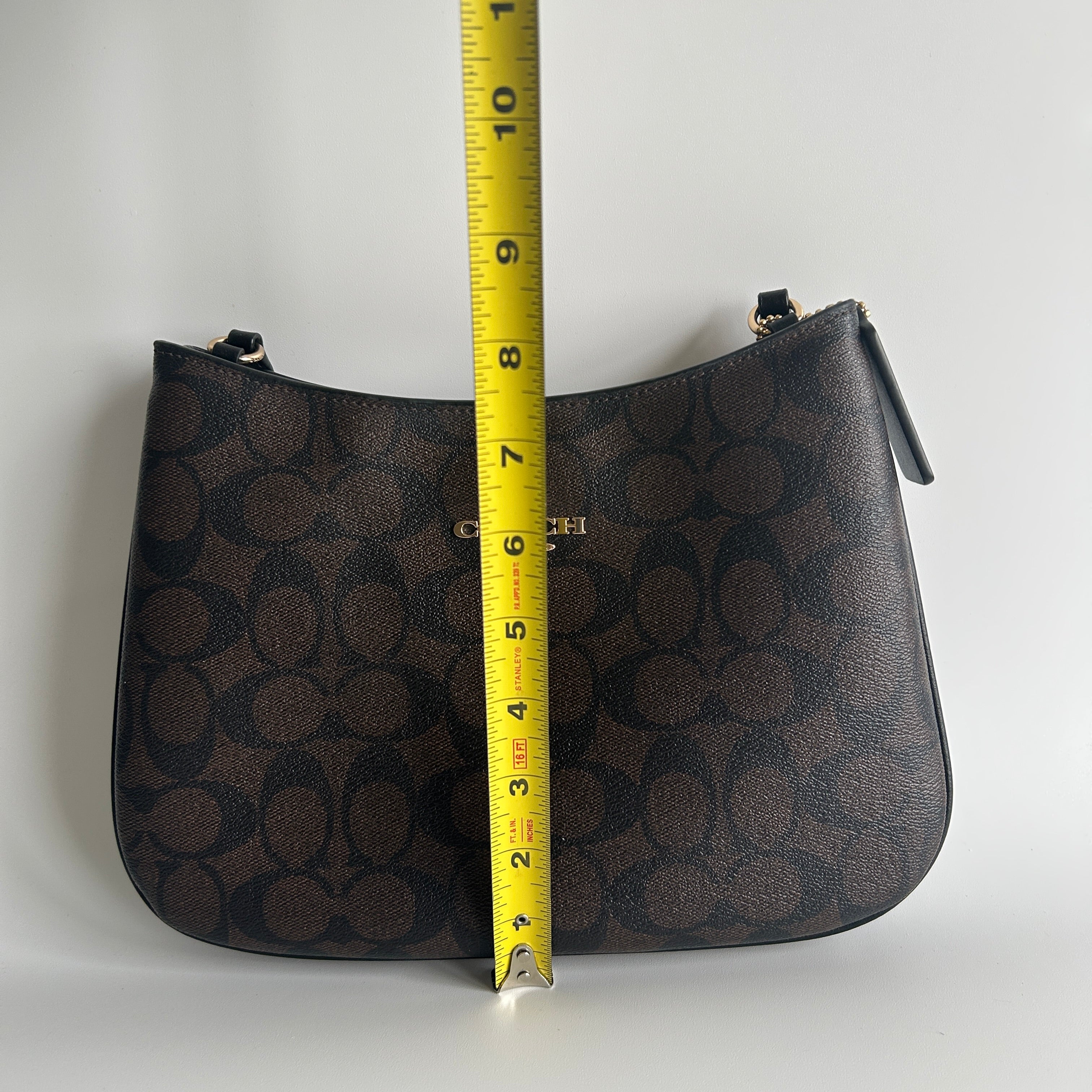 Coach Penelope Brown Signature Canvas Leather Shoulder Bag CO953 Excellent