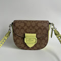 Coach Morgan Saddle Bag Brown Lime Signature Canvas CJ615 Excellent