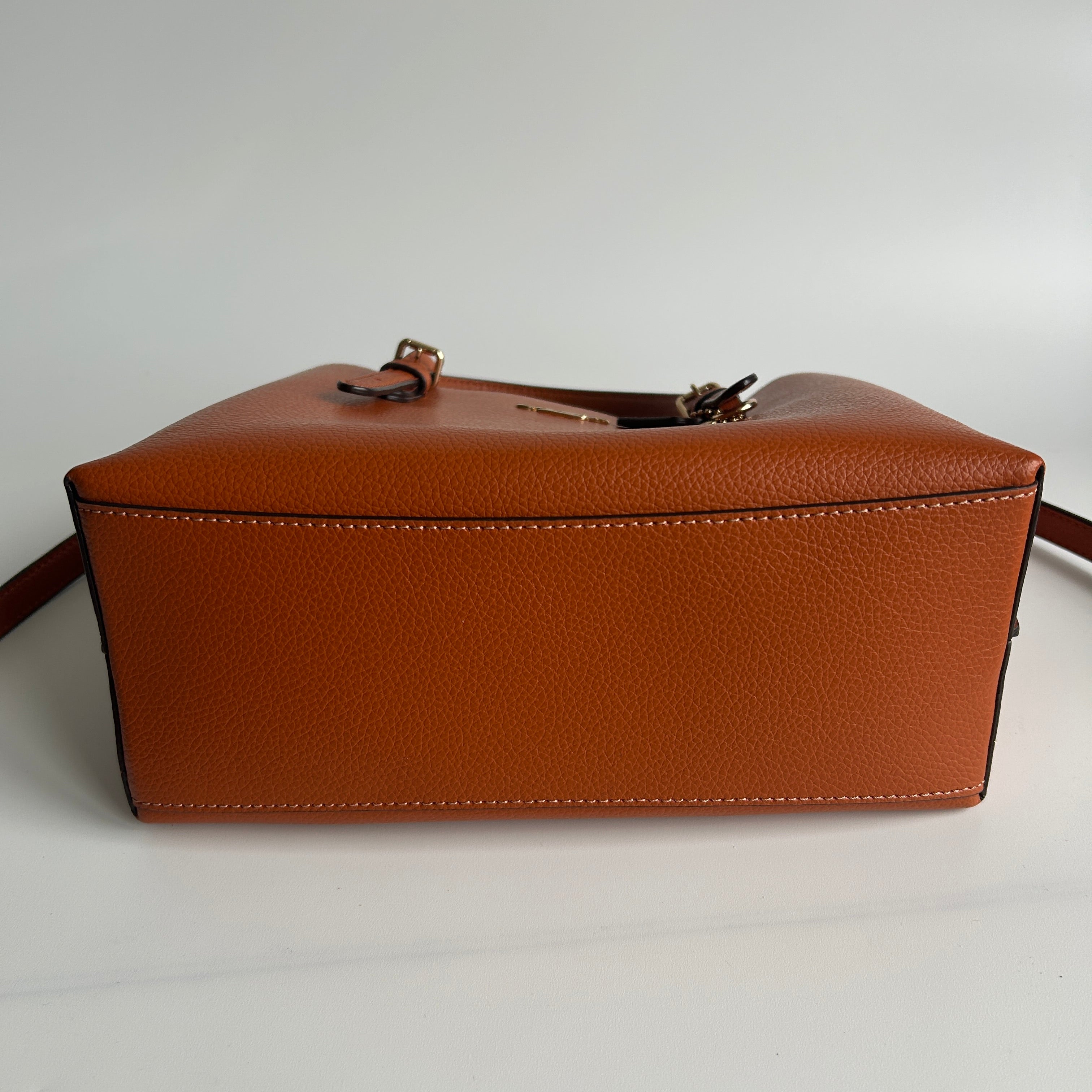 Coach Mollie Tote 25 Canyon Orange Pebbled Leather Shoulder Bag Excellent