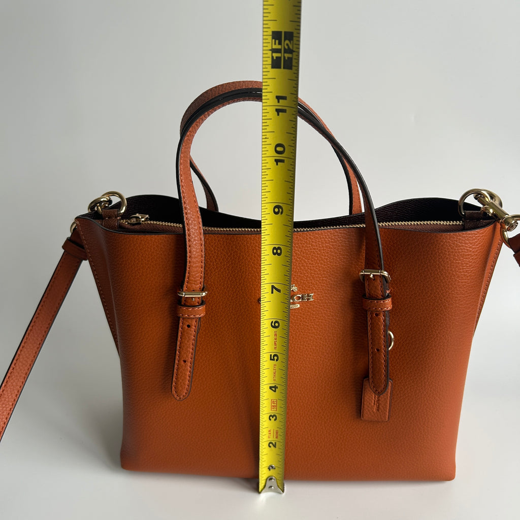 Coach Mollie Tote 25 Canyon Orange Pebbled Leather Shoulder Bag Excellent