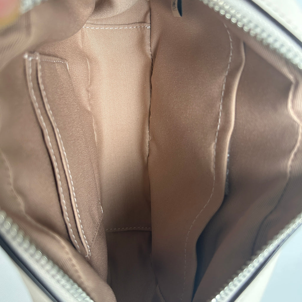 Coach Mini Jamie Chalk White Pebbled Leather Camera Bag Excellent