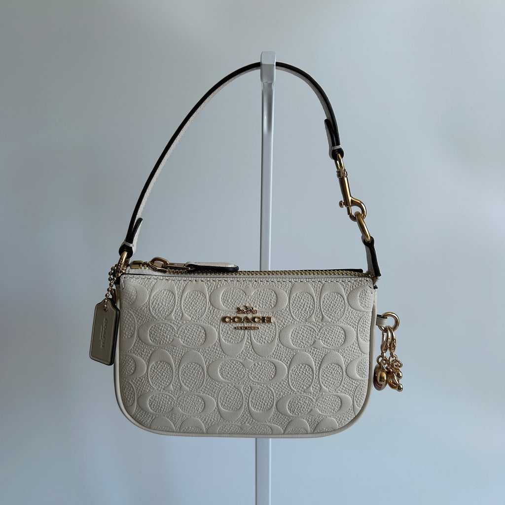 Coach Nolita 19 Chalk White Pebbled Leather Shoulder Bag Excellent