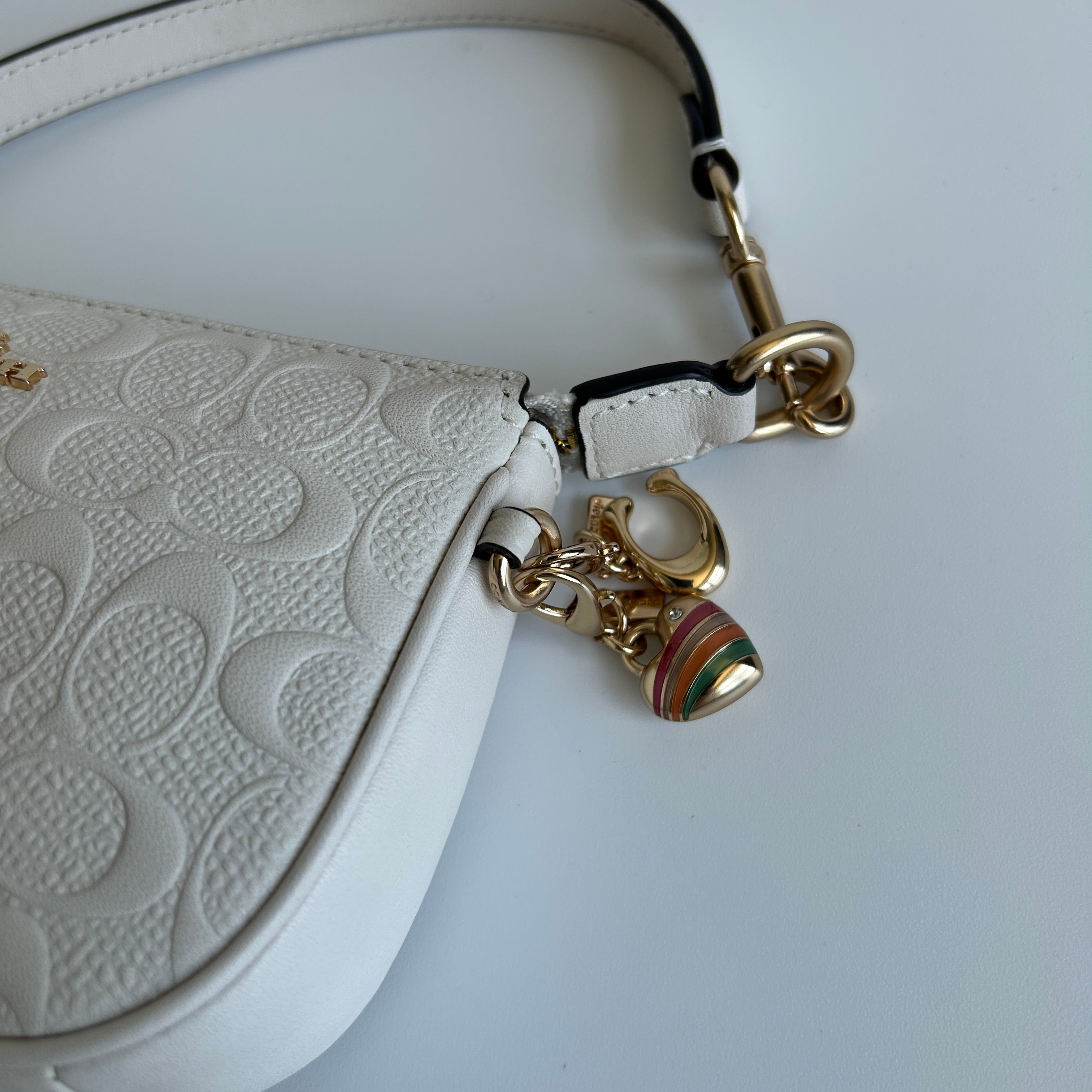 Coach Nolita 19 Chalk White Pebbled Leather Shoulder Bag Excellent