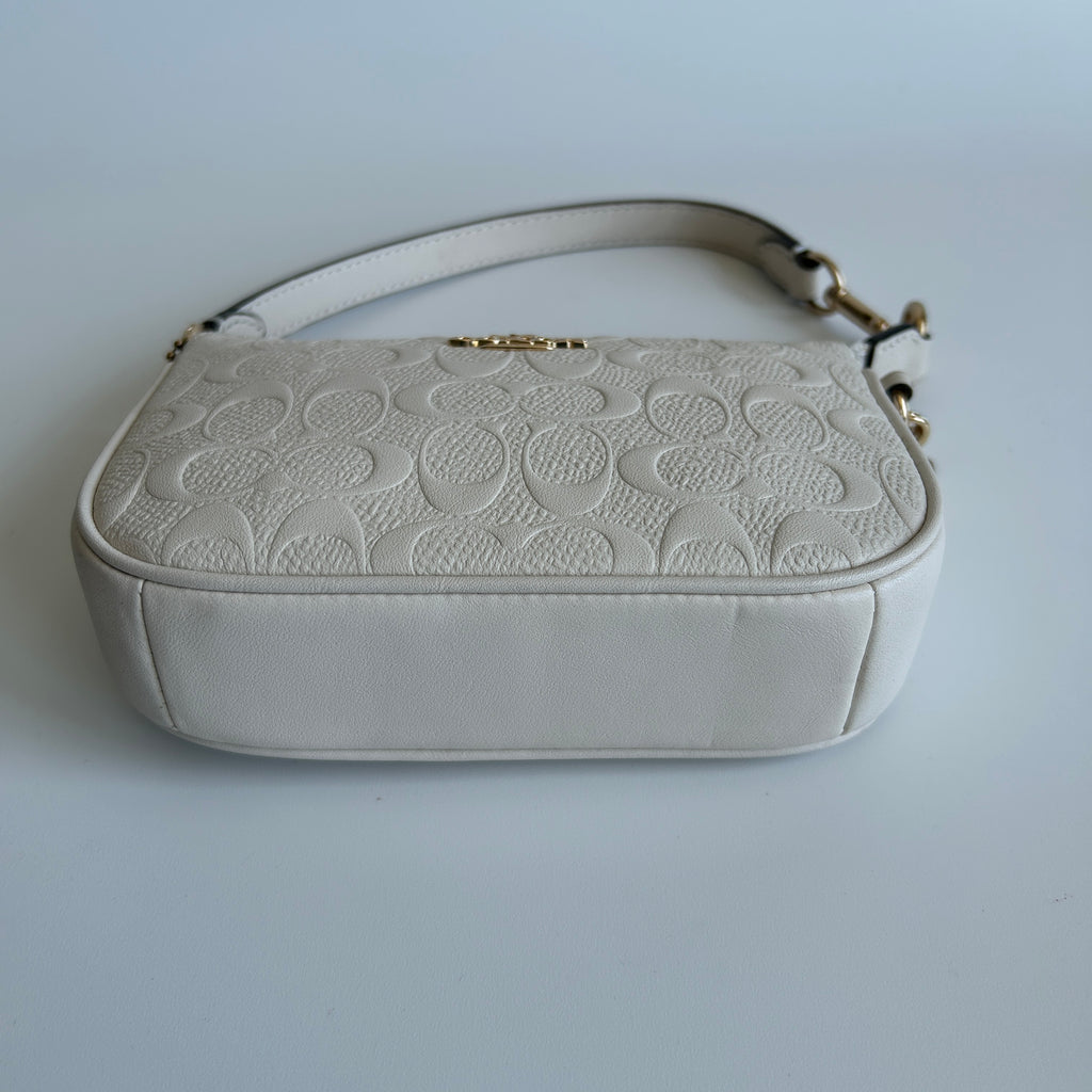 Coach Nolita 19 Chalk White Pebbled Leather Shoulder Bag Excellent