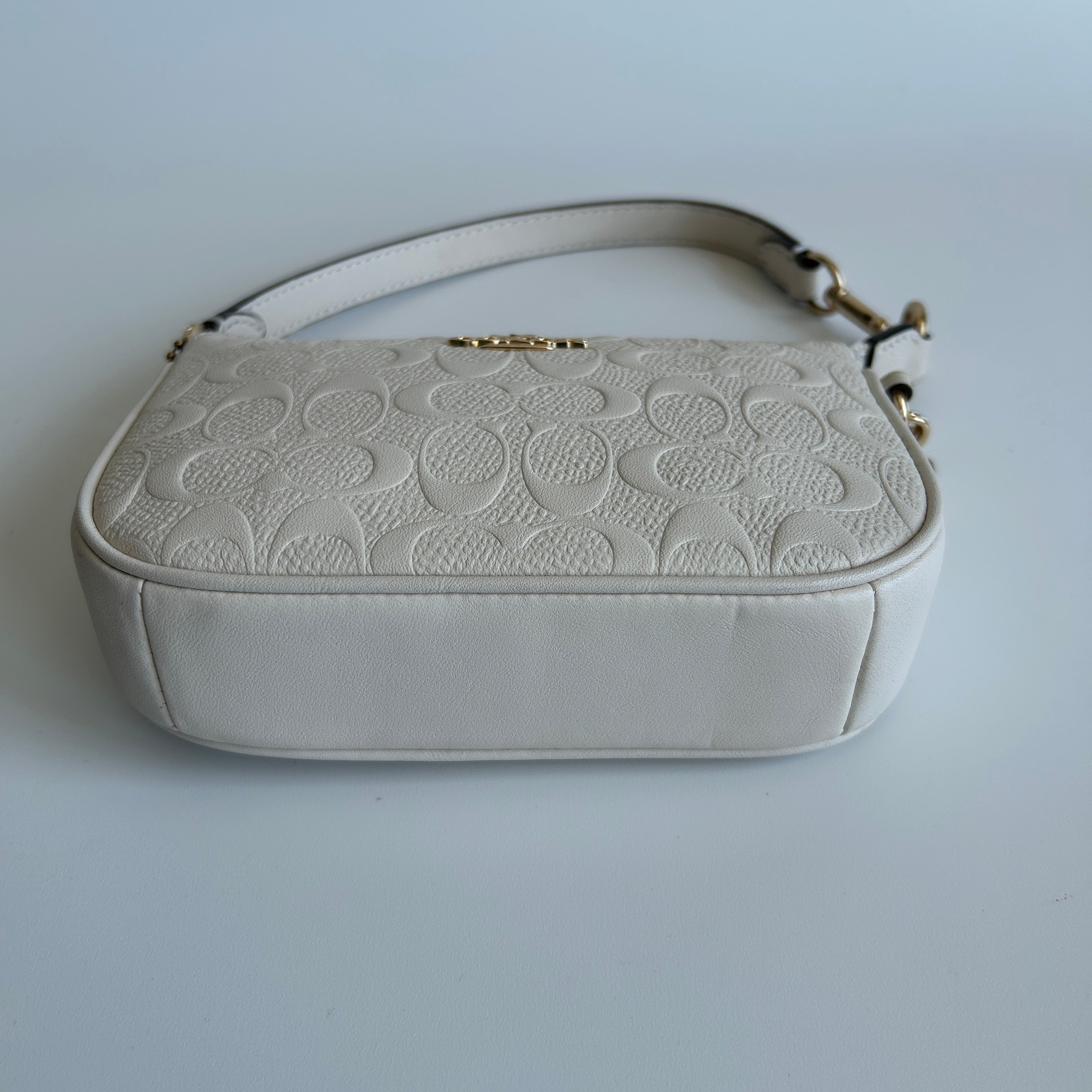 Coach Nolita 19 Chalk White Pebbled Leather Shoulder Bag Excellent