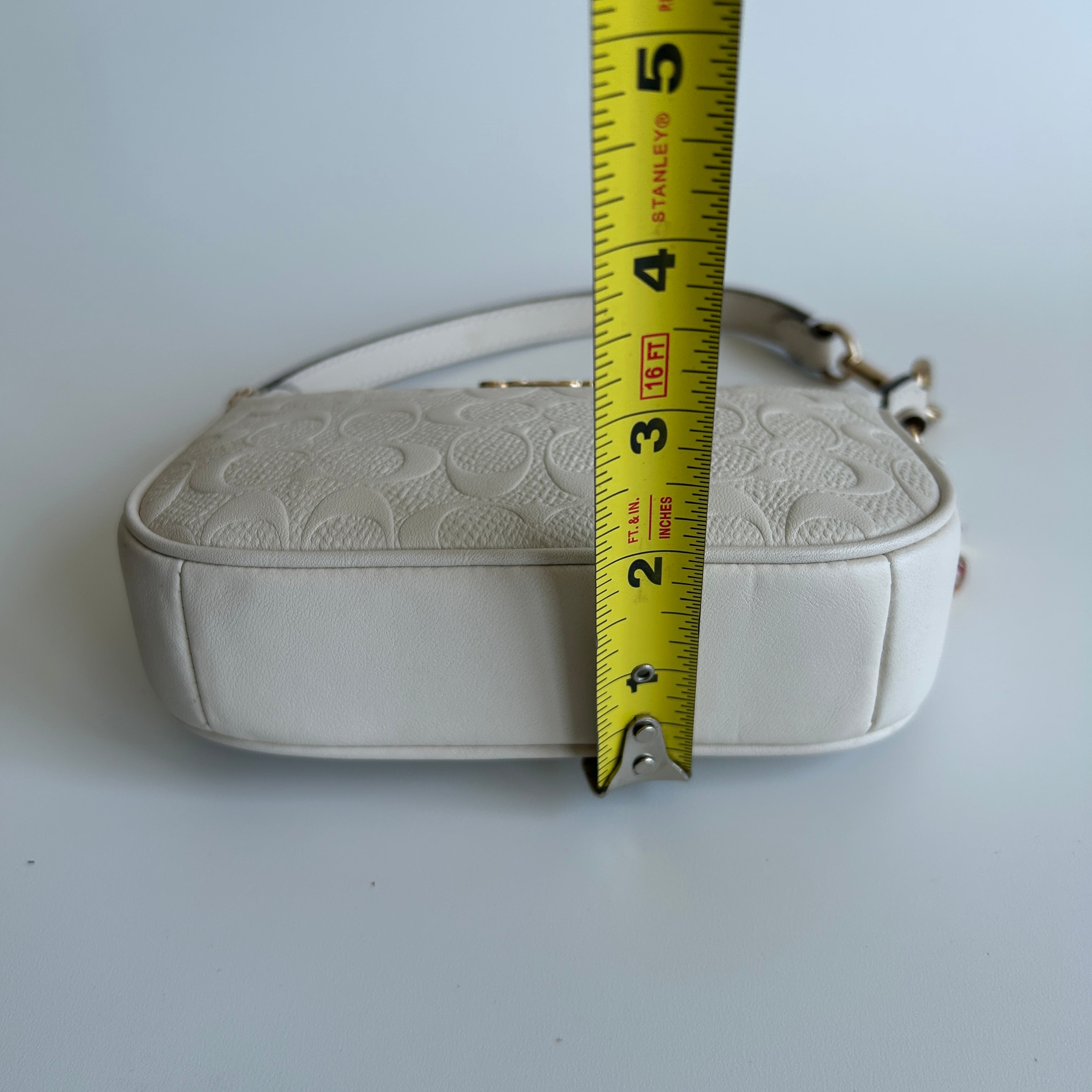 Coach Nolita 19 Chalk White Pebbled Leather Shoulder Bag Excellent
