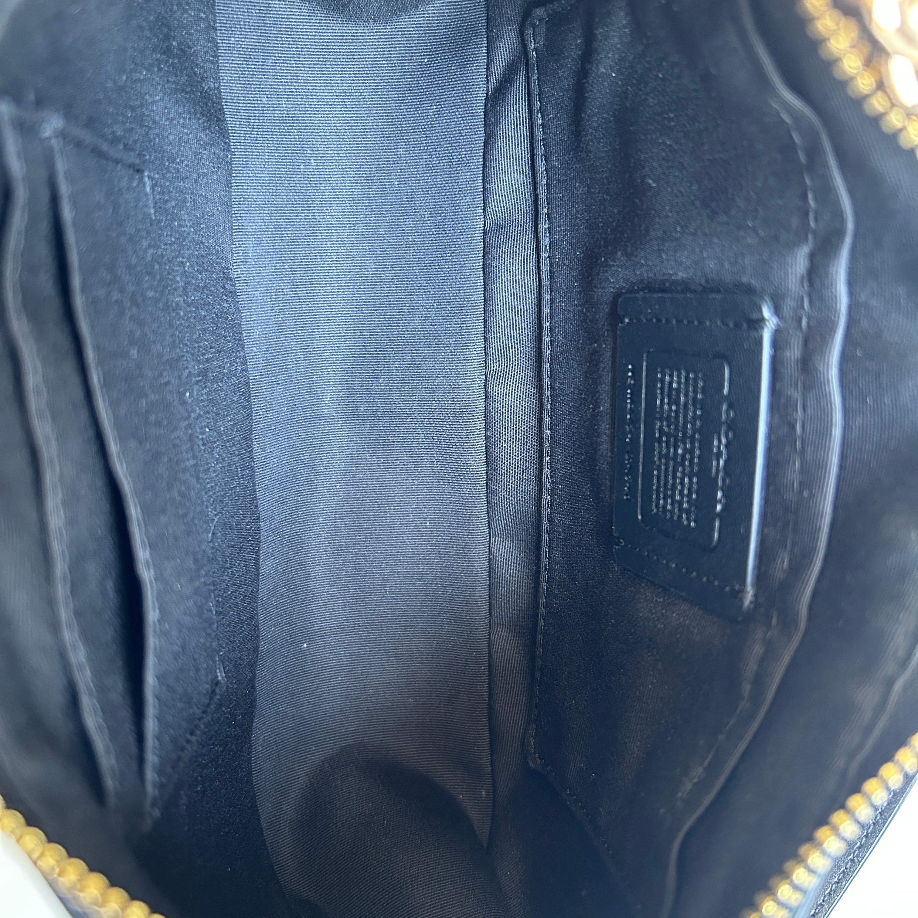 Coach Teri Brown Black Signature Canvas Leather Shoulder Bag Excellent