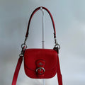 Coach Kleo 17 Red Pebbled Leather Shoulder Bag Excellent