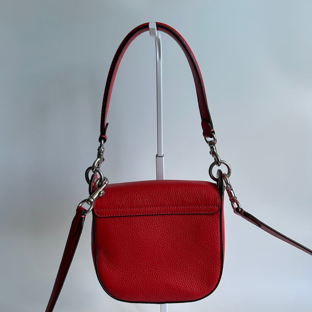 Coach Kleo 17 Red Pebbled Leather Shoulder Bag Excellent