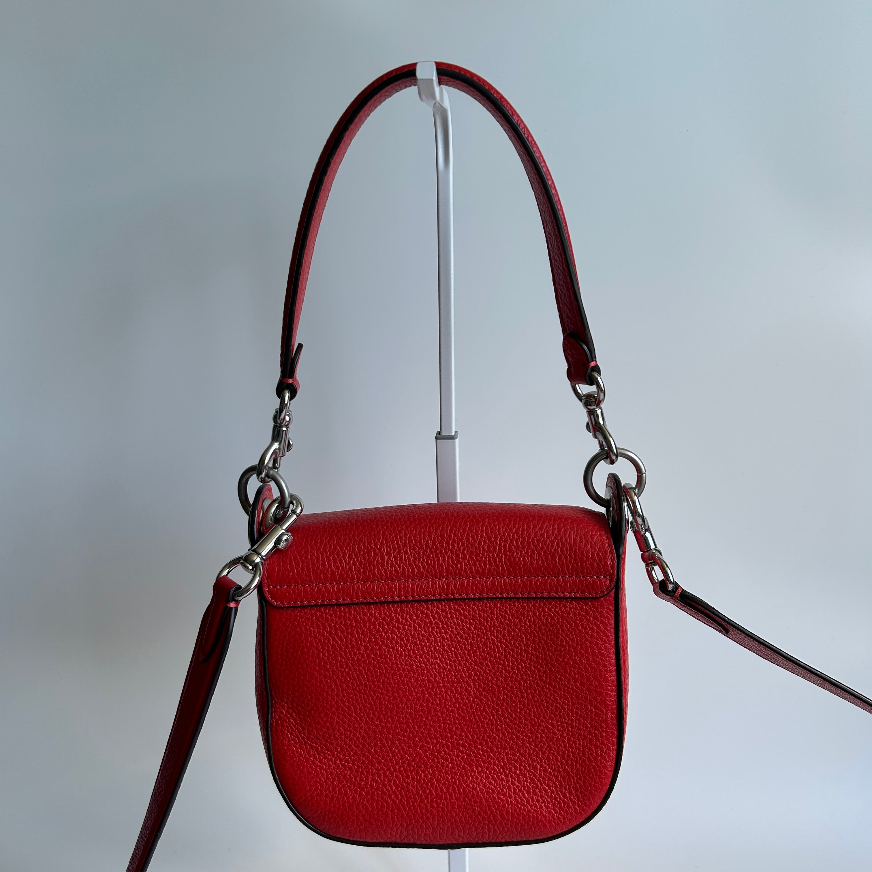 Coach Kleo 17 Red Pebbled Leather Shoulder Bag Excellent