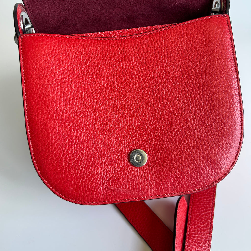 Coach Kleo 17 Red Pebbled Leather Shoulder Bag Excellent