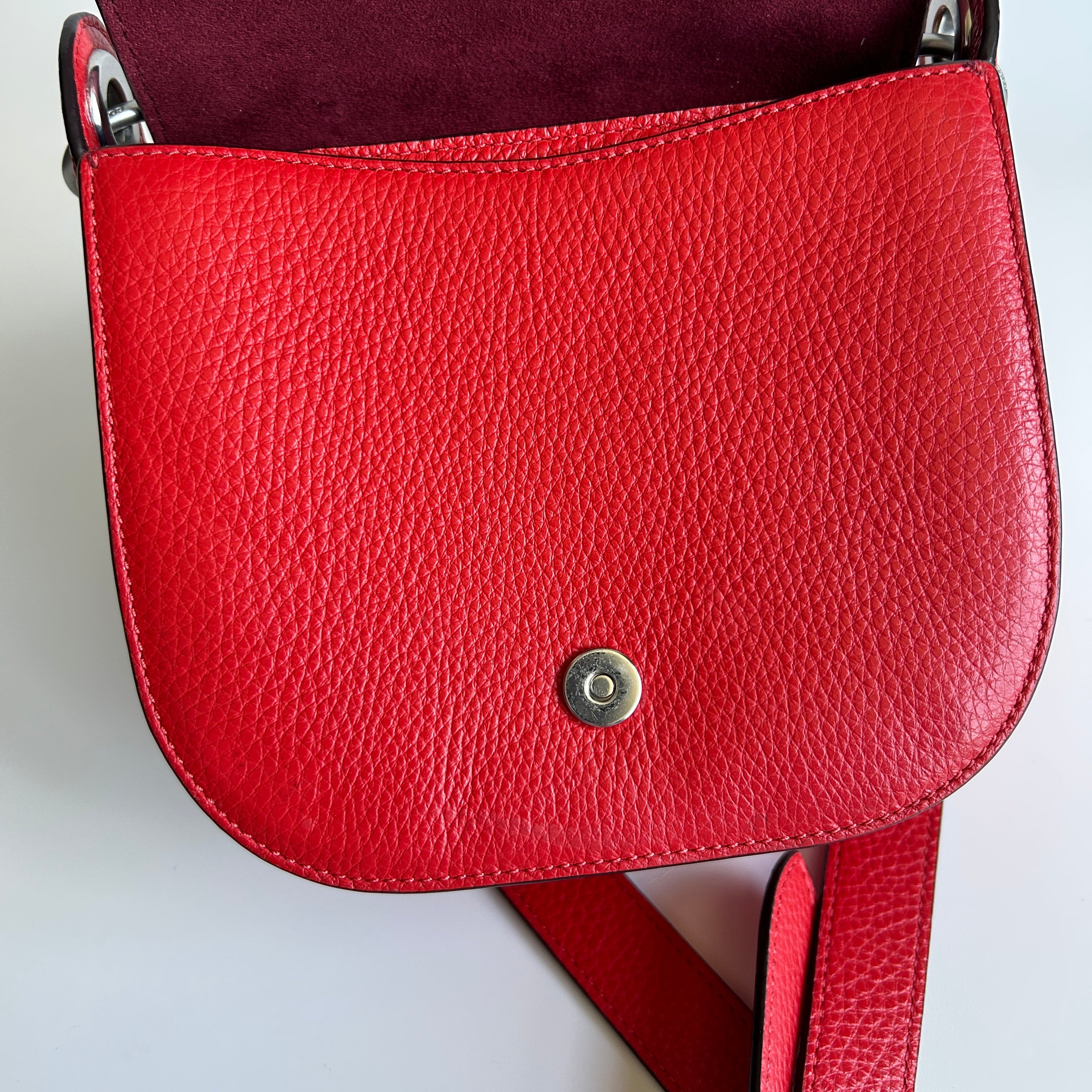 Coach Kleo 17 Red Pebbled Leather Shoulder Bag Excellent