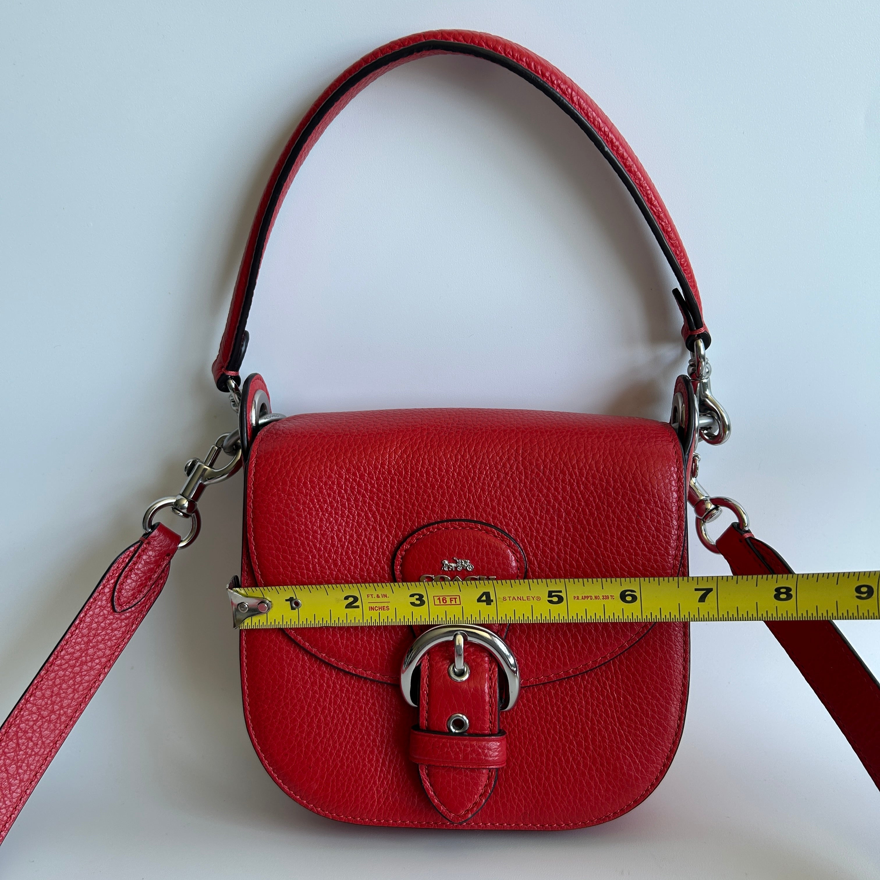 Coach Kleo 17 Red Pebbled Leather Shoulder Bag Excellent